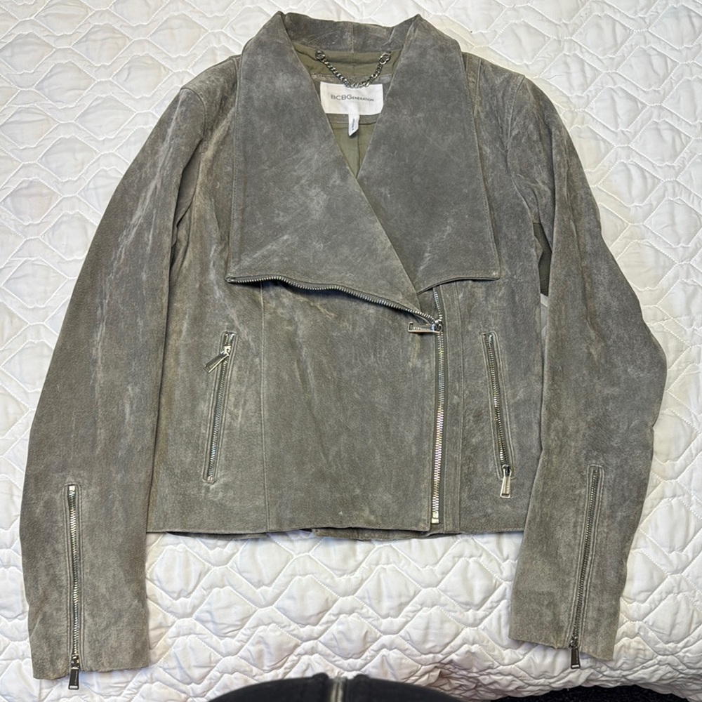 BCBG Gray suede jacket